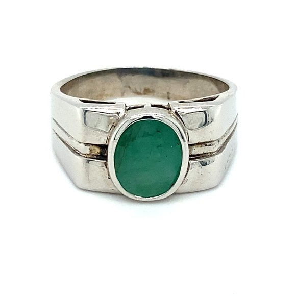 Emerald 1.84ct Platinum Finish Solid Silver Ring